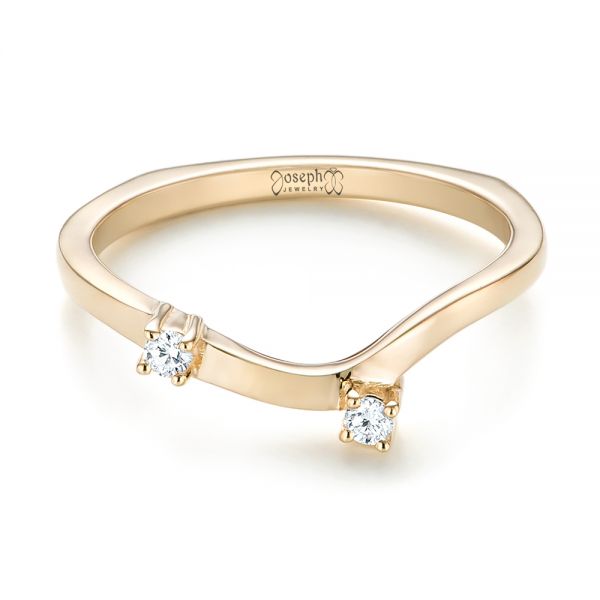 14k Yellow Gold Custom Interlocking Diamond Wedding Band - Flat View - 103442