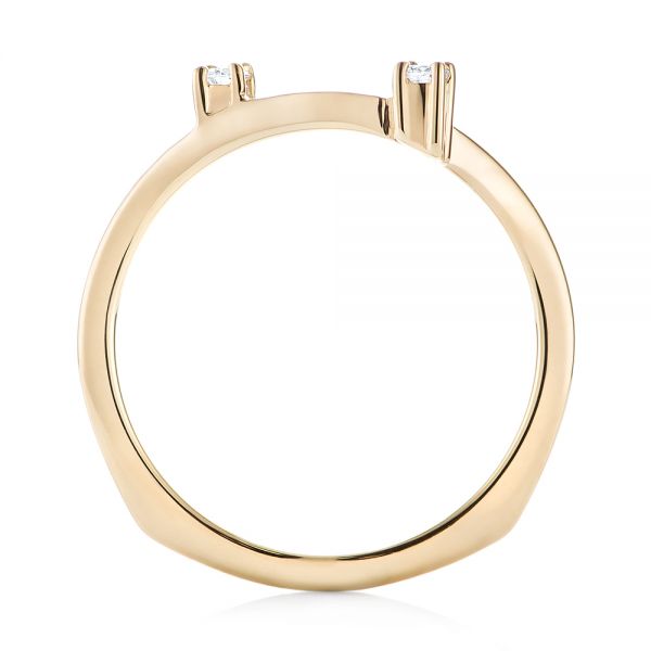 14k Yellow Gold Custom Interlocking Diamond Wedding Band - Front View - 103442