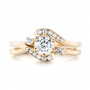 14k Yellow Gold Custom Interlocking Diamond Wedding Band - Top View -  103442 - Thumbnail