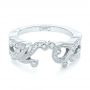 14k White Gold Custom Jacket Style Diamond Wedding Band - Flat View -  102921 - Thumbnail
