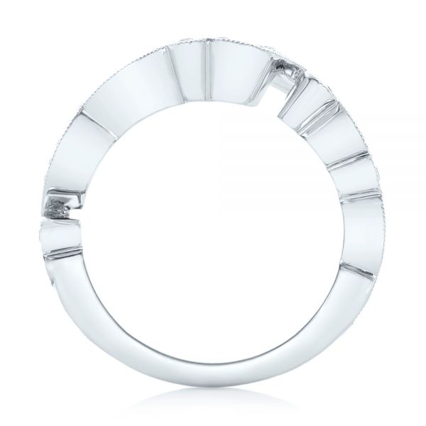 14k White Gold Custom Jacket Style Diamond Wedding Band - Front View - 102921