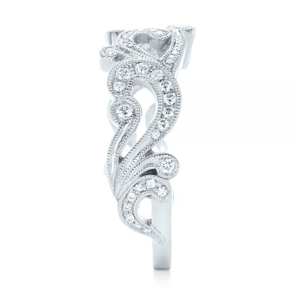 14k White Gold Custom Jacket Style Diamond Wedding Band - Side View - 102921