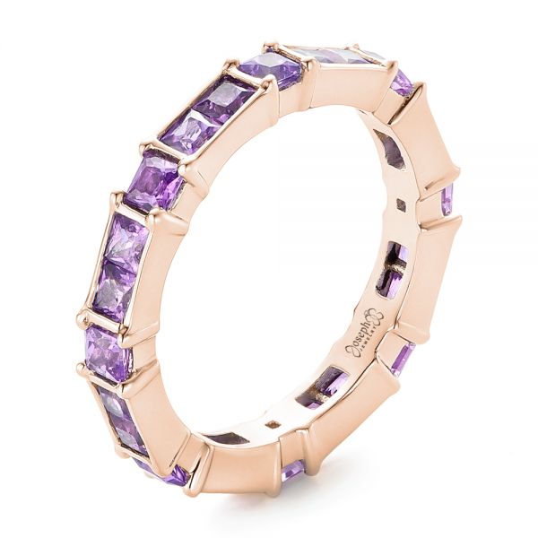 14k Rose Gold 14k Rose Gold Custom Lavender Sapphire Wedding Band - Three-Quarter View -  102326