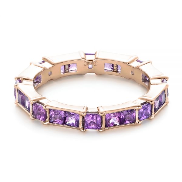 18k Rose Gold 18k Rose Gold Custom Lavender Sapphire Wedding Band - Flat View - 102326