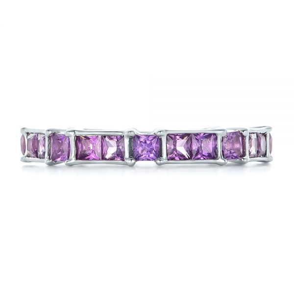 18k White Gold 18k White Gold Custom Lavender Sapphire Wedding Band - Top View -  102326