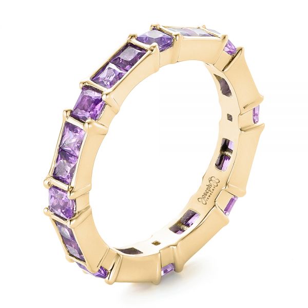 14k Yellow Gold 14k Yellow Gold Custom Lavender Sapphire Wedding Band - Three-Quarter View -  102326