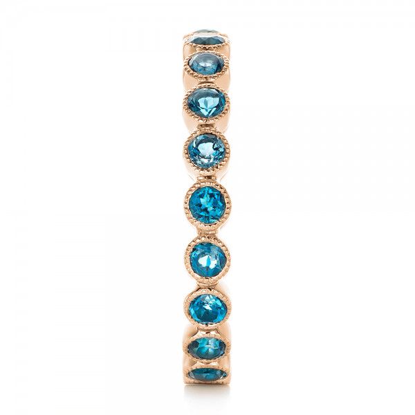 14k Rose Gold 14k Rose Gold Custom London Blue Topaz Eternity Anniversary Band - Side View - 102338