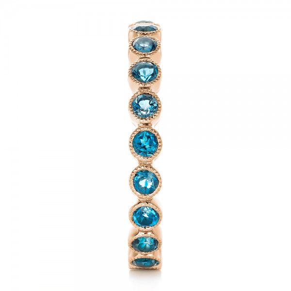 18k Rose Gold 18k Rose Gold Custom London Blue Topaz Eternity Anniversary Band - Side View -  102338