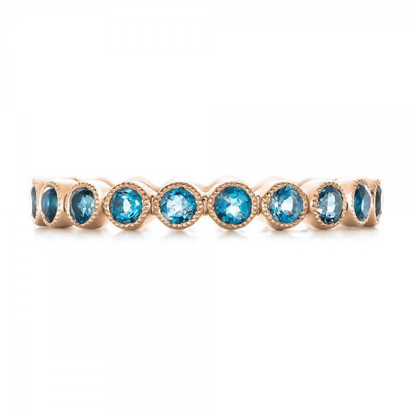 14k Rose Gold 14k Rose Gold Custom London Blue Topaz Eternity Anniversary Band - Top View - 102338