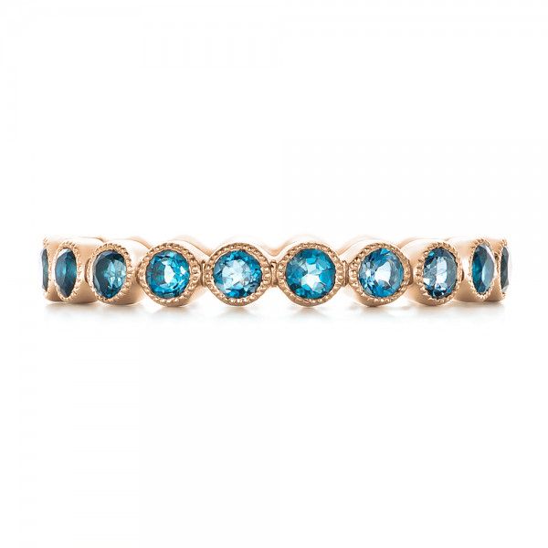 18k Rose Gold 18k Rose Gold Custom London Blue Topaz Eternity Anniversary Band - Top View -  102338