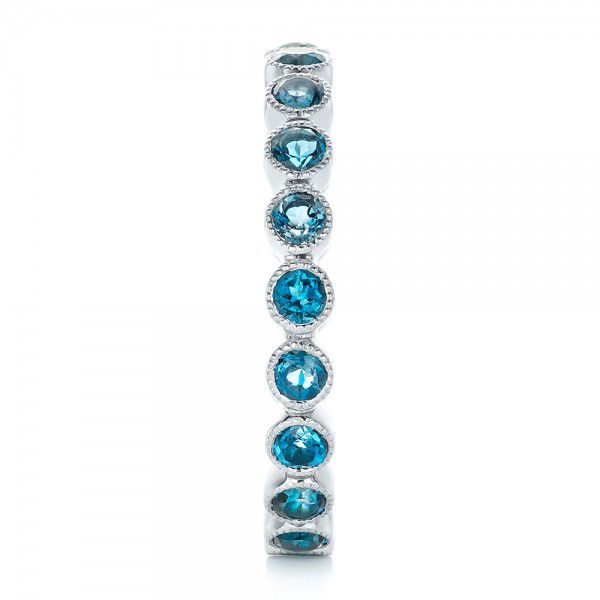 14k White Gold 14k White Gold Custom London Blue Topaz Eternity Anniversary Band - Side View -  102338