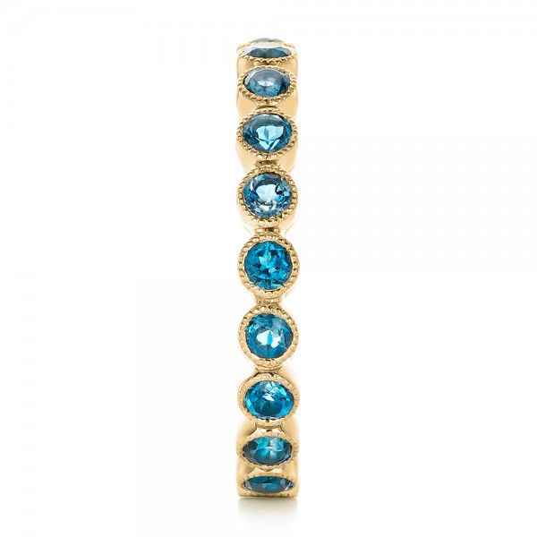 14k Yellow Gold 14k Yellow Gold Custom London Blue Topaz Eternity Anniversary Band - Side View - 102338