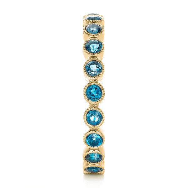 14k Yellow Gold 14k Yellow Gold Custom London Blue Topaz Eternity Anniversary Band - Side View -  102338