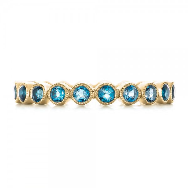 18k Yellow Gold 18k Yellow Gold Custom London Blue Topaz Eternity Anniversary Band - Top View -  102338