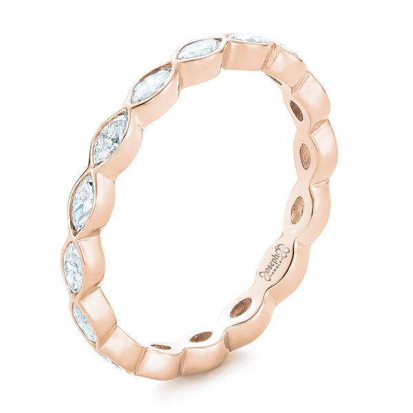 14k Rose Gold 14k Rose Gold Custom Marquise Diamond Eternity Wedding Band - Three-Quarter View - 102287