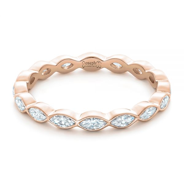 18k Rose Gold 18k Rose Gold Custom Marquise Diamond Eternity Wedding Band - Flat View -  102287