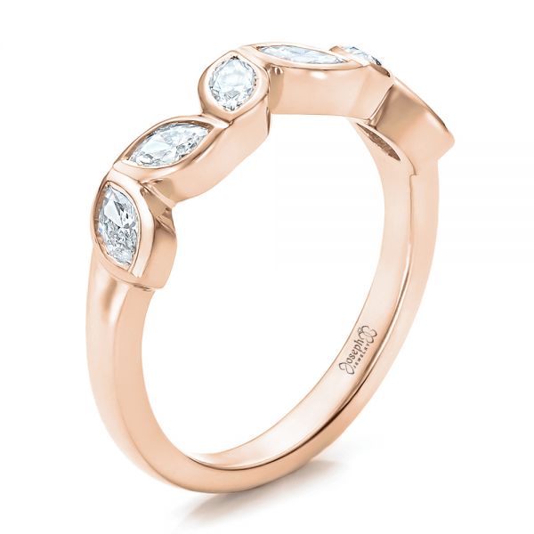 18k Rose Gold 18k Rose Gold Custom Marquise Diamond Wedding Band - Three-Quarter View -  100779