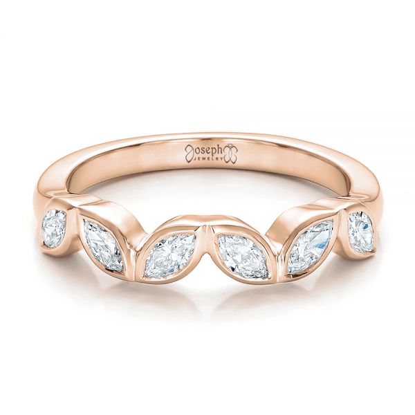 14k Rose Gold 14k Rose Gold Custom Marquise Diamond Wedding Band - Flat View - 100779