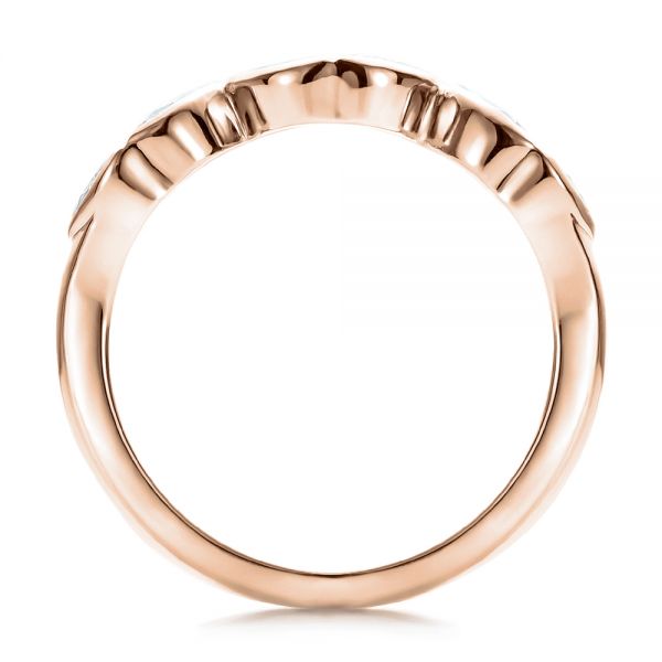 18k Rose Gold 18k Rose Gold Custom Marquise Diamond Wedding Band - Front View -  100779