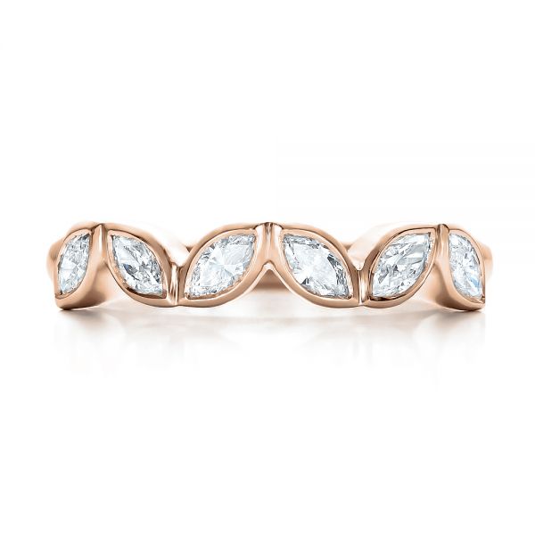 14k Rose Gold 14k Rose Gold Custom Marquise Diamond Wedding Band - Top View - 100779