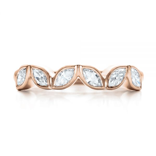 14k Rose Gold 14k Rose Gold Custom Marquise Diamond Wedding Band - Top View -  100779