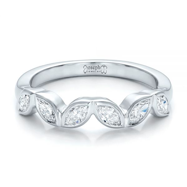  Platinum Custom Marquise Diamond Wedding Band - Flat View -  100779