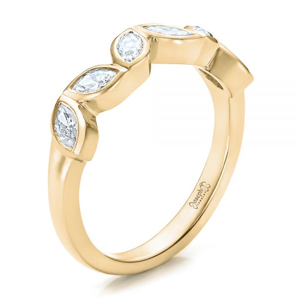14k Yellow Gold 14k Yellow Gold Custom Marquise Diamond Wedding Band - Three-Quarter View - 100779