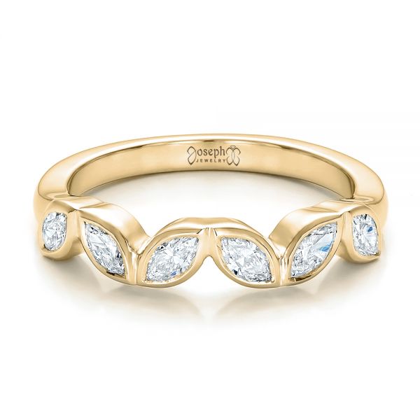 14k Yellow Gold 14k Yellow Gold Custom Marquise Diamond Wedding Band - Flat View - 100779