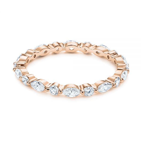 14k Rose Gold 14k Rose Gold Custom Marquise And Round Diamond Eternity Wedding Band - Flat View -  105700