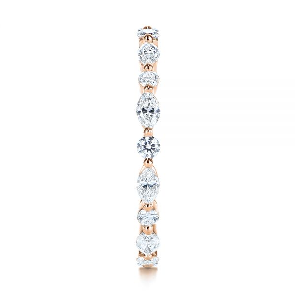 18k Rose Gold 18k Rose Gold Custom Marquise And Round Diamond Eternity Wedding Band - Side View -  105700