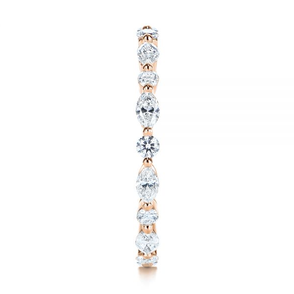 14k Rose Gold 14k Rose Gold Custom Marquise And Round Diamond Eternity Wedding Band - Side View - 105700