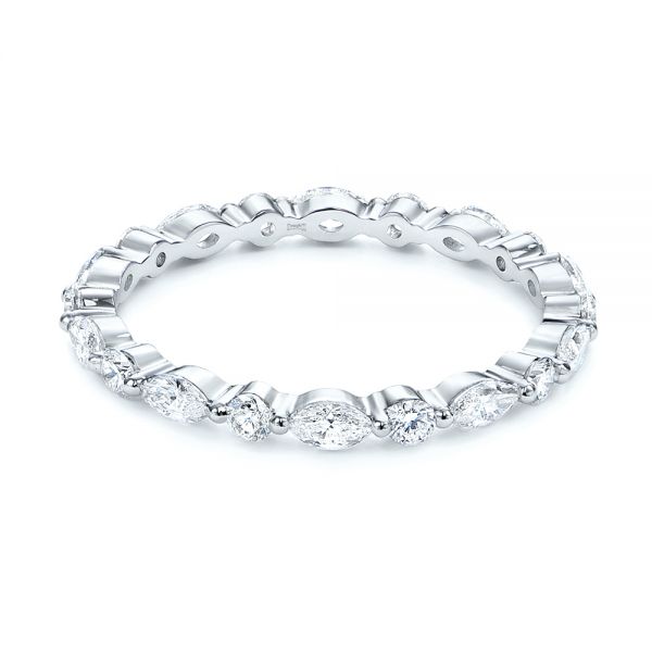 18k White Gold 18k White Gold Custom Marquise And Round Diamond Eternity Wedding Band - Flat View -  105700