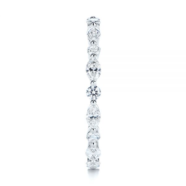 14k White Gold 14k White Gold Custom Marquise And Round Diamond Eternity Wedding Band - Side View - 105700