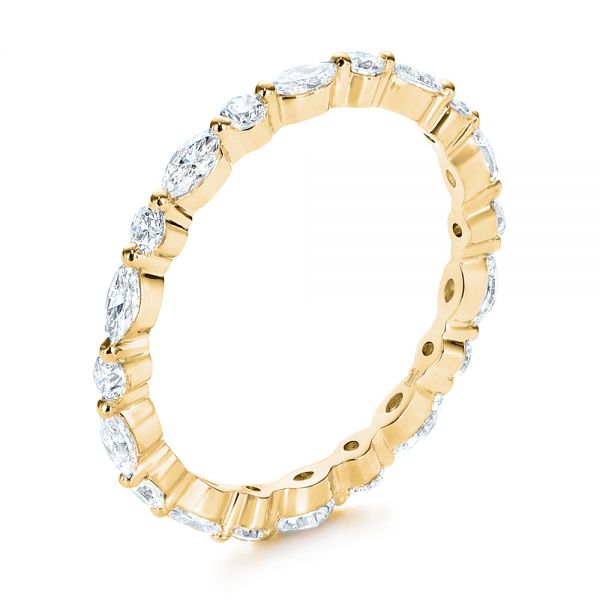 18k Yellow Gold 18k Yellow Gold Custom Marquise And Round Diamond Eternity Wedding Band - Three-Quarter View - 105700