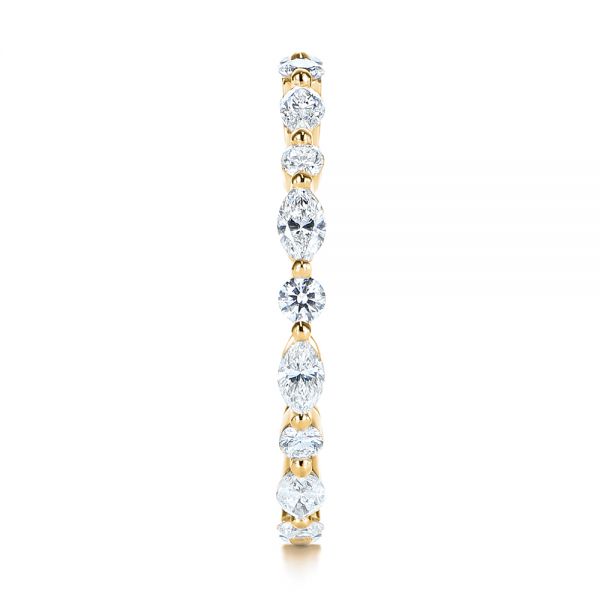 18k Yellow Gold 18k Yellow Gold Custom Marquise And Round Diamond Eternity Wedding Band - Side View - 105700