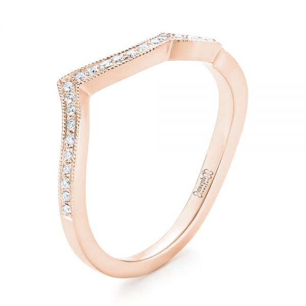 18k Rose Gold 18k Rose Gold Custom Matching Diamond Wedding Band - Three-Quarter View -  102867