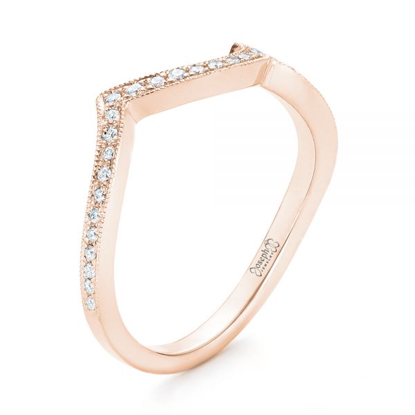 14k Rose Gold 14k Rose Gold Custom Matching Diamond Wedding Band - Three-Quarter View -  102879