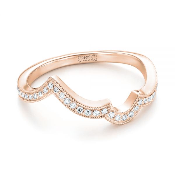 18k Rose Gold 18k Rose Gold Custom Matching Diamond Wedding Band - Flat View -  102867