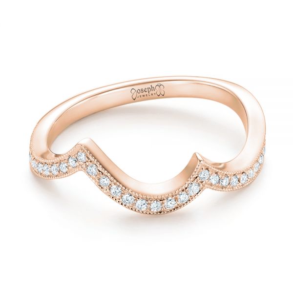 18k Rose Gold 18k Rose Gold Custom Matching Diamond Wedding Band - Flat View -  102879