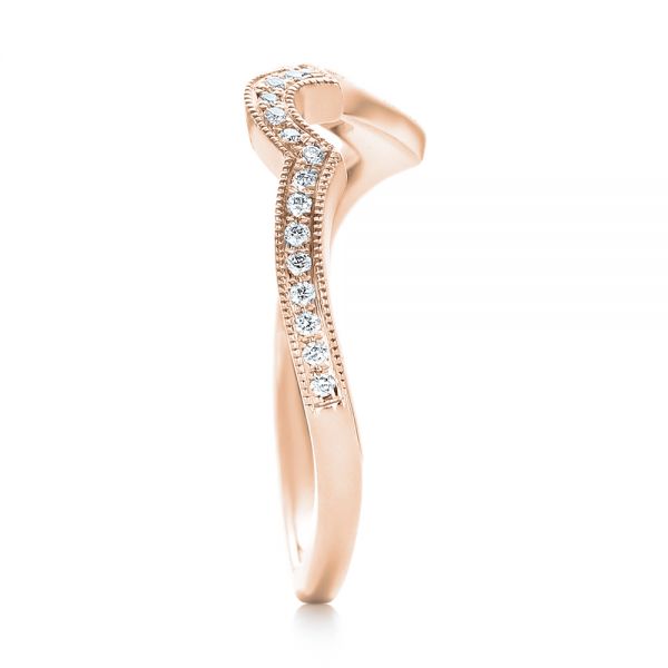 18k Rose Gold 18k Rose Gold Custom Matching Diamond Wedding Band - Side View -  102867