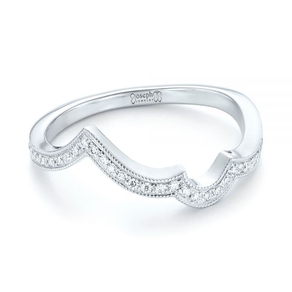 14k White Gold Custom Matching Diamond Wedding Band - Flat View -  102867