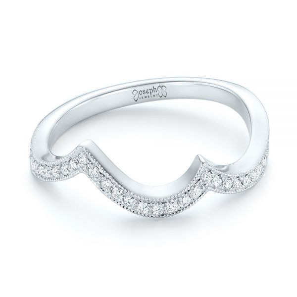 14k White Gold Custom Matching Diamond Wedding Band - Flat View -  102879