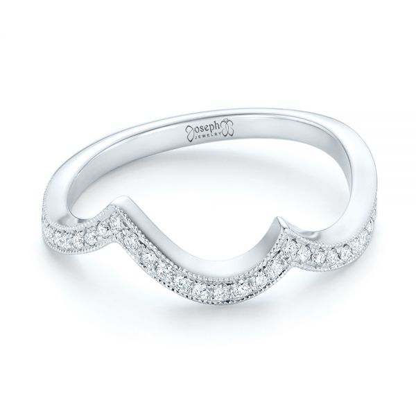14k White Gold Custom Matching Diamond Wedding Band - Flat View - 102879