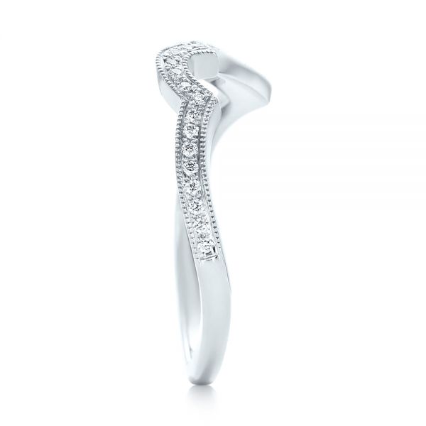 14k White Gold Custom Matching Diamond Wedding Band - Side View - 102867
