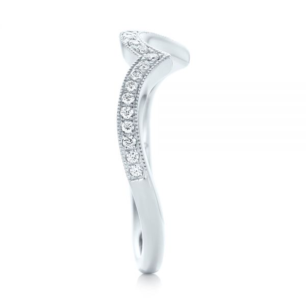14k White Gold Custom Matching Diamond Wedding Band - Side View - 102879