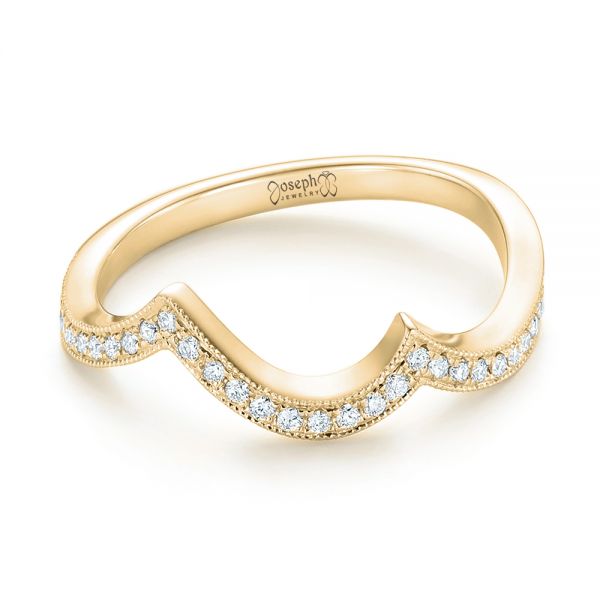 18k Yellow Gold 18k Yellow Gold Custom Matching Diamond Wedding Band - Flat View -  102879