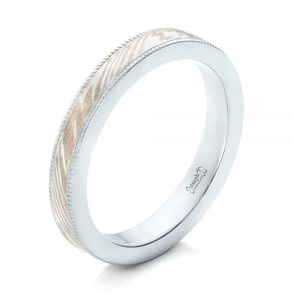 Custom Mokume Wedding Band - Three-Quarter View -  102200