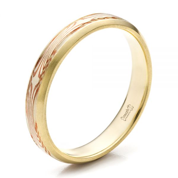 Custom Mokume Wedding Band - Three-Quarter View -  1486