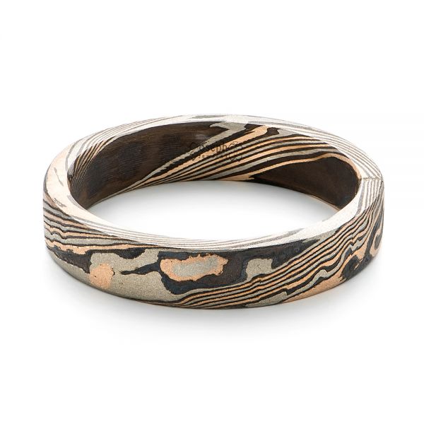 Custom Mokume Women's Wedding Band - Flat View -  103376