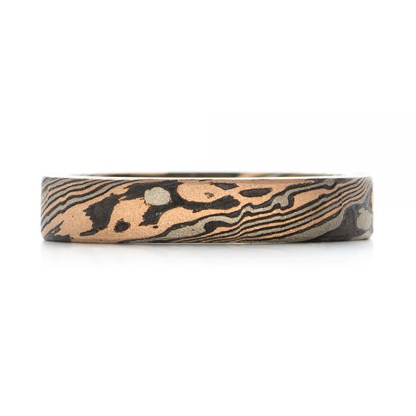 Custom Mokume Women's Wedding Band - Top View -  103376